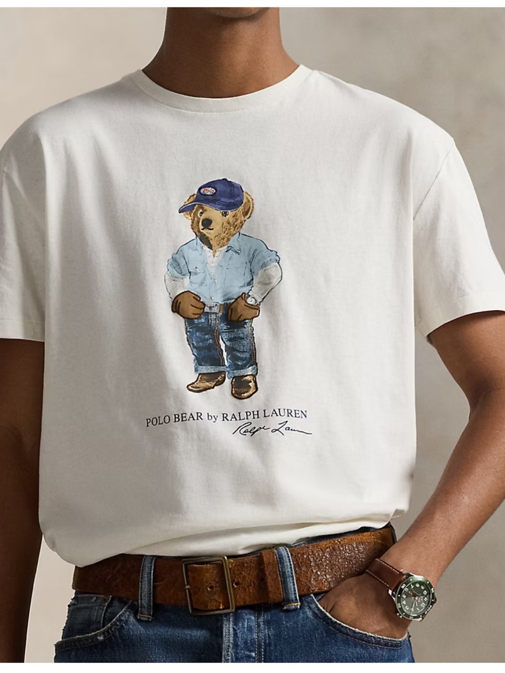 Ralph Lauren White Polo Bear Graphic Short Sleeve Tee
